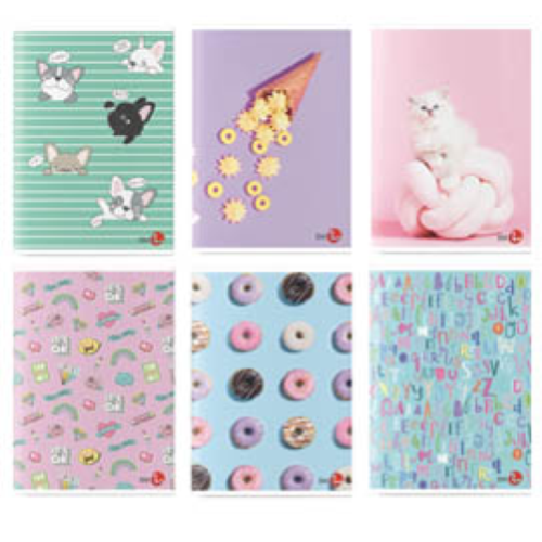 BE MORE BAMBINA QUADERNO PUNTO METALLICO 80GR 210X297 mm A4 40 FOGLI A QUADRETTI 5M FANTASIE ASSORTITE CONF 10 Pz.